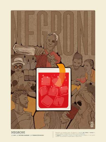 Negroni — ART MIXOLOGY, illustrazione di Gaetano Vella