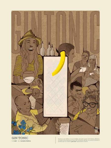 Gin Tonic — ART MIXOLOGY, illustrazione di Gaetano Vella