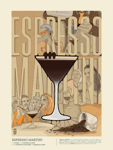 Espresso Martini — ART MIXOLOGY, illustrazione di Gaetano Vella