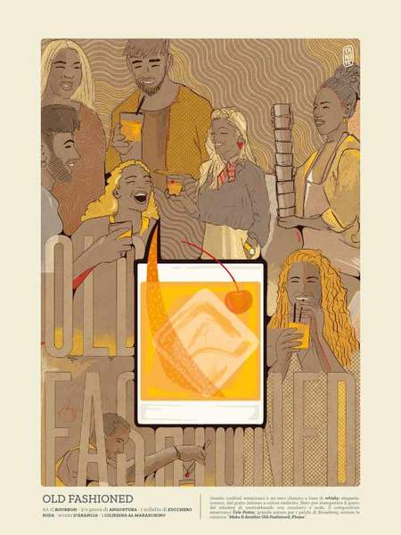 Old Fashioned — ART MIXOLOGY, illustrazione di Gaetano Vella