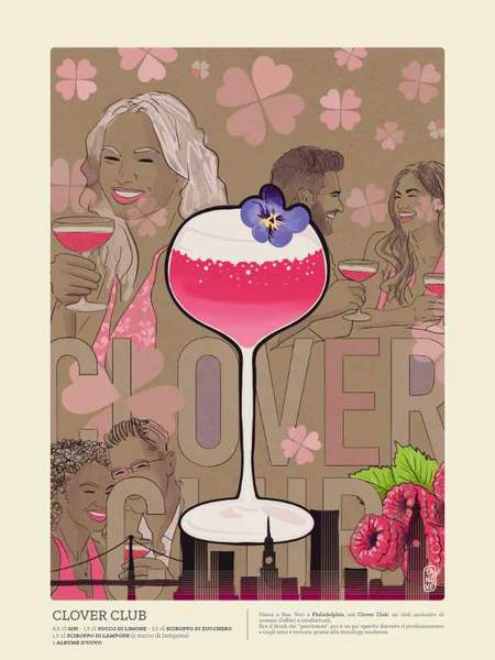 Clover Club — ART MIXOLOGY, illustrazione di Gaetano Vella