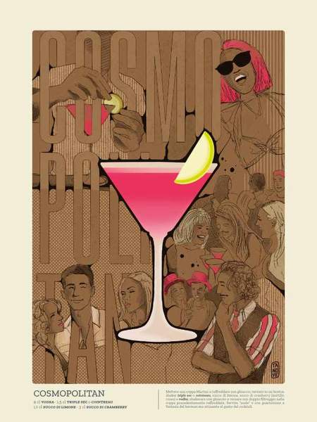 Cosmopolitan — ART MIXOLOGY, illustrazione di Gaetano Vella