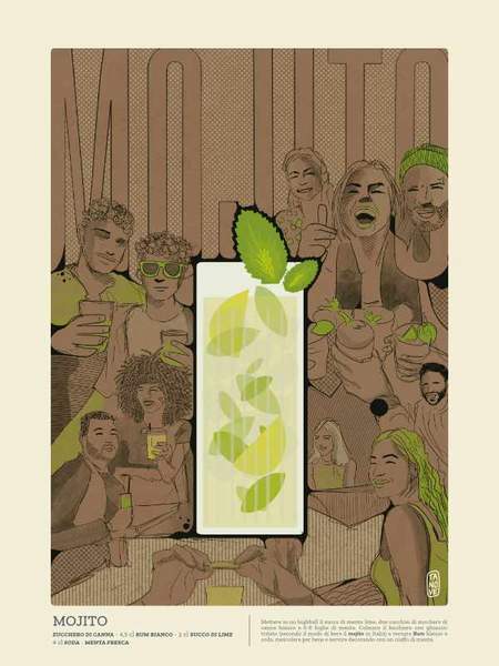 Mojito — ART MIXOLOGY, illustrazione di Gaetano Vella
