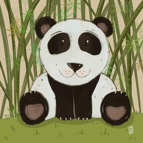 Bambù, panda — I Cucciolotti, illustrazione di Gaetano Vella