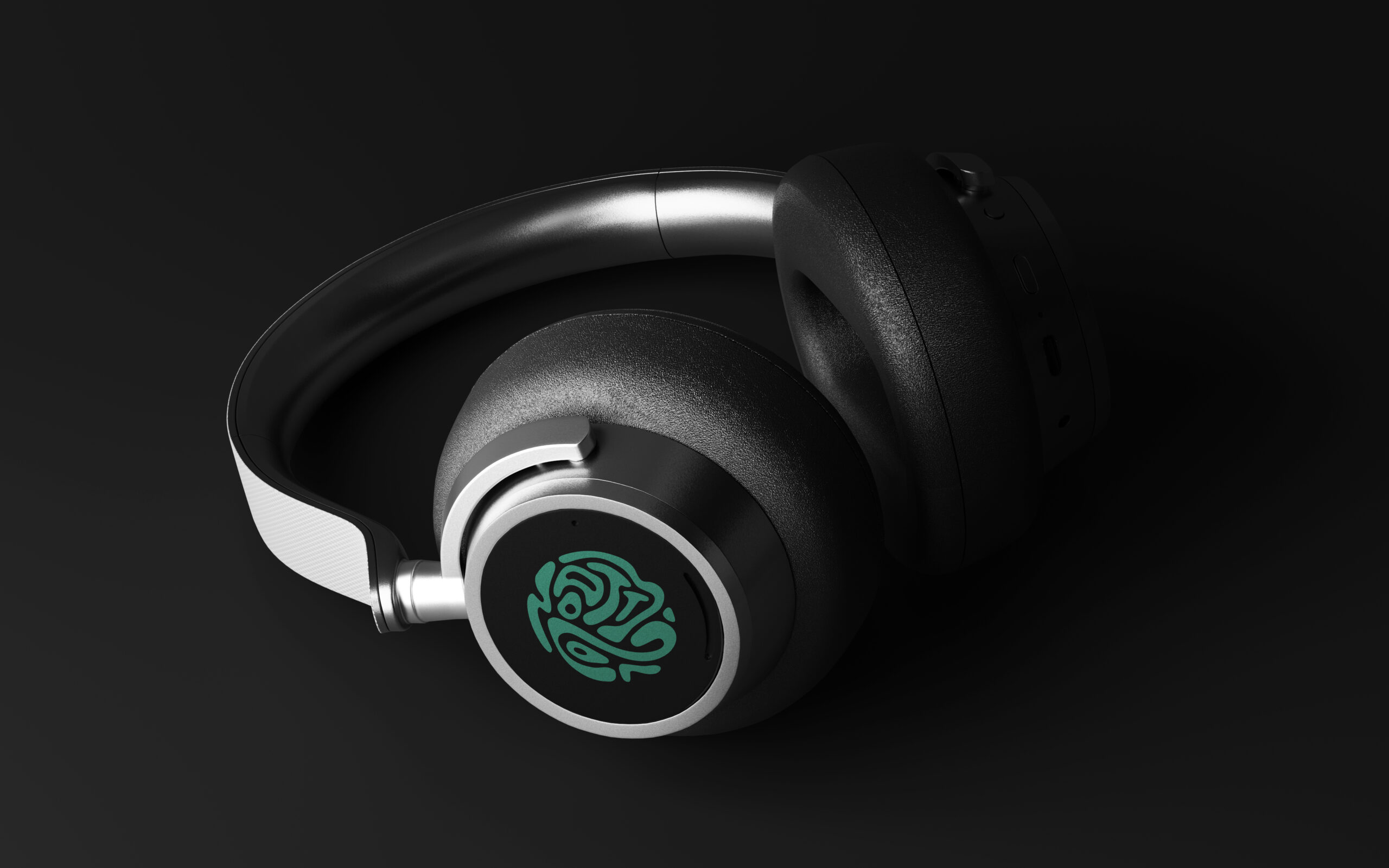 Cuffie nere con il marchio verde acqua Matto Sound