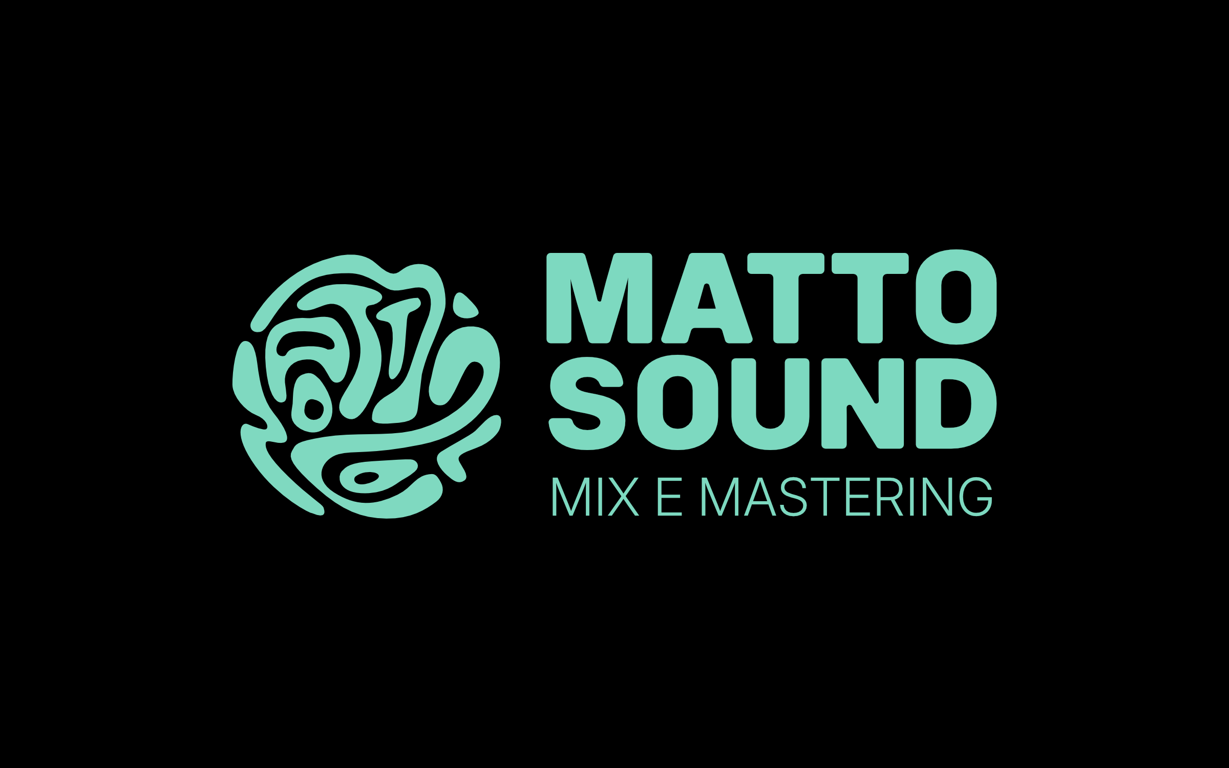 Logo Matto Sound verde menta su fondo nero, con simbolo circolare e dicitura Mix e Mastering.