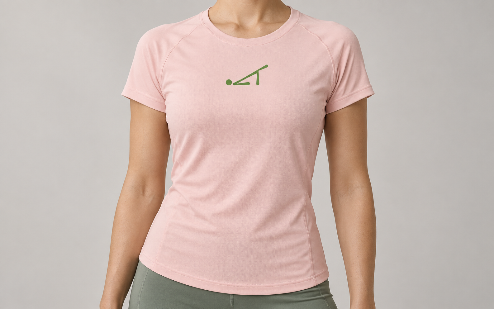 Maglia da Pilates rosa con pittogramma Dynamic Balance verde