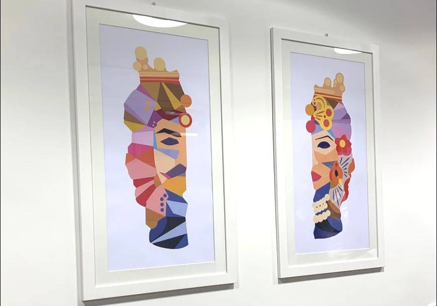 MOROMORA — due illustrazioni geometriche incorniciate