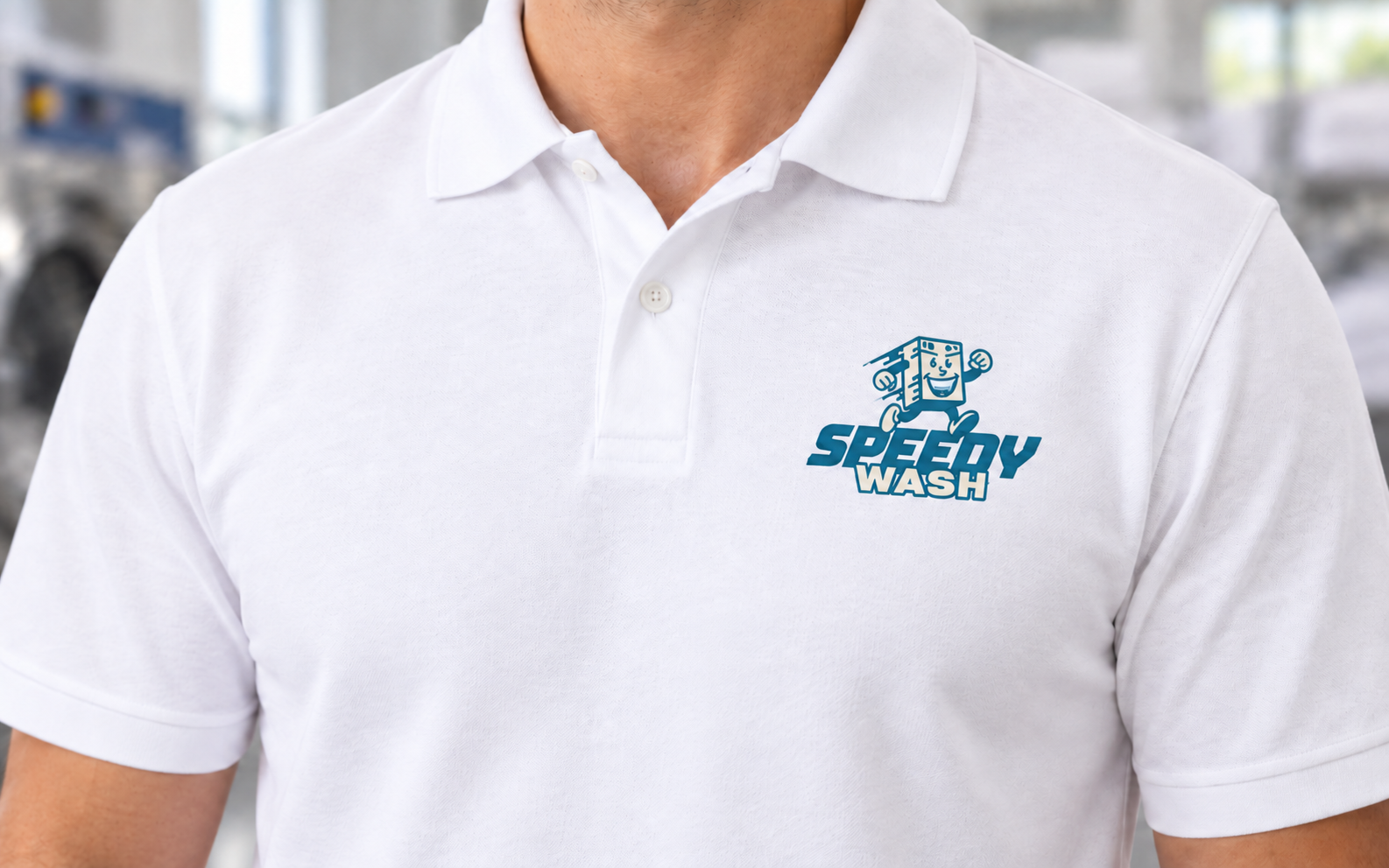 Polo bianca Speedy Wash con logo lato cuore