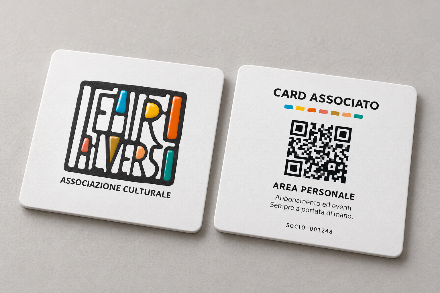 Card associato Teatro al Verso con QR per area personale