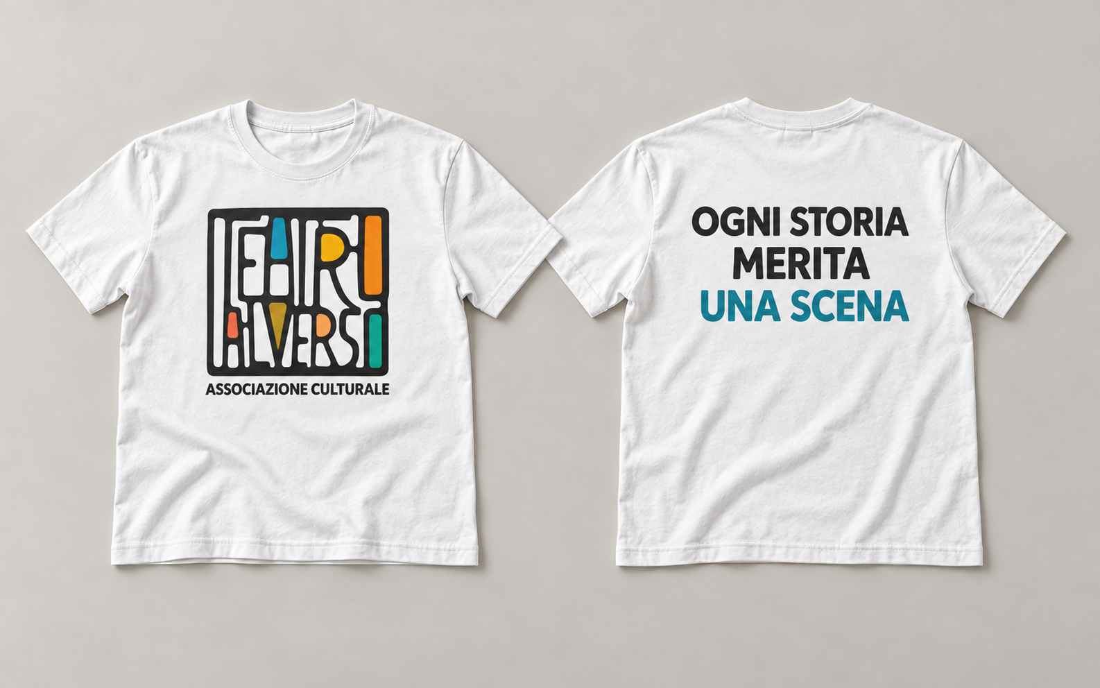 T-shirt bianca Teatro al Verso fronte e retro