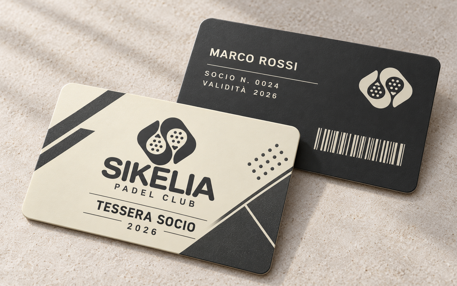 Tessera socio Sikelia fronte e retro con grafica sportiva